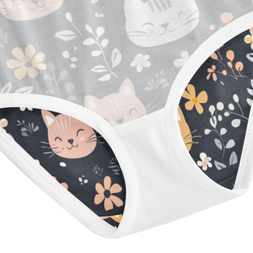 ZZKKO Cat Face Flower Girls Underwear Toddler Panties for Girls Comfort Brief Size 2-8T4