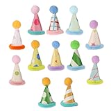Tucnoeu 12pcs Partyhüte für Kuscheltiere, Mini Partyhüte für Kuscheltiere, Partyhut, Bunte Papierhüte mit Pompons