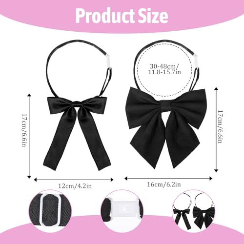 Azefnuhk 2Pcs Adjustable Bow Ties, Women Business Casual Tie, for Women Teen Girls, Convenient Office Pre-tied Bowties for School Uniforms, Graduation, Office, Casual Wear, Matching Shirts
