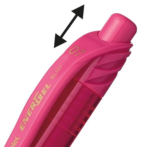 Pentel, Caneta de gel líquido retrátil EnerGel-X (0,7 mm) ponta de metal, tinta rosa, caixa com 12