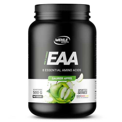 Wehle EAA Pulver 500g – Amino-Pulver mit 8 essentiellen Aminosäuren, veganes Nahrungsergänzungsmittel, ohne Zucker, für Sport und Fitness (500g, Saurer Apfel)