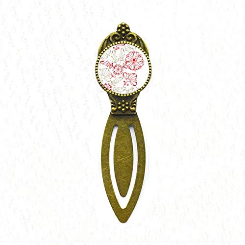 Marque-page fleurs fraîches et herbe rouge cadeau rétro pour lecteur