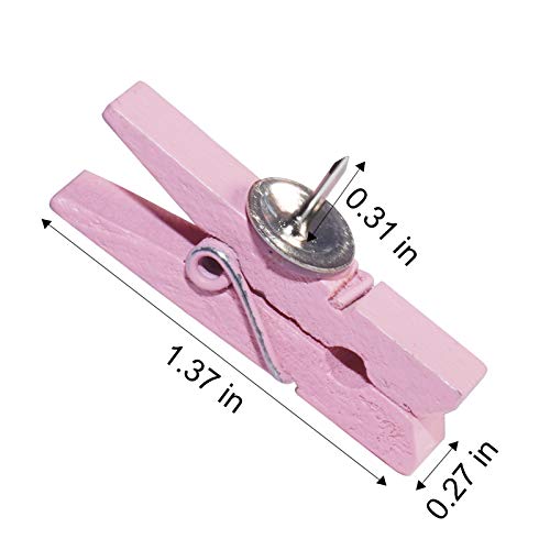 image for UpdateClassic 32 PCS Wood Push Pin Clips, Colorful Push Pins Decorativ