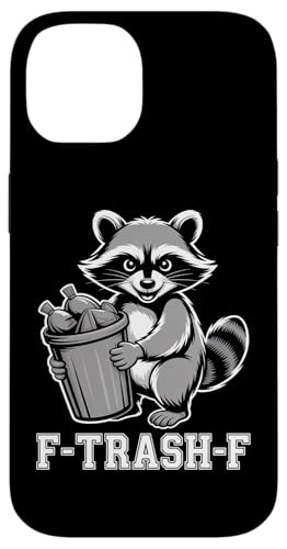 F TRASH F アライグマ ゴミ箱 ユーモア 皮肉 リサイクル ミーム かわいい スマホケース iPhone 14 用