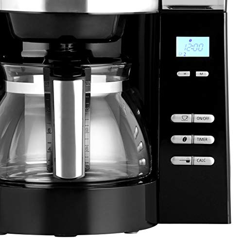 Foto von Melitta AromaFresh - Filterkaffeemaschine - integriertes Mahlwerk - mit Glaskanne - Timer Funktion - Tropfstopp - 10 Tassen - Schwarz (1021-01)