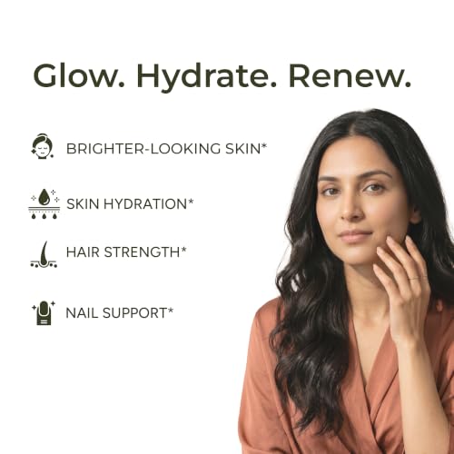 Image of NewYou Collagen Glow Marine Collagen Powder for Skin, Hair & Nail Support | With Glutathione, Biotin, Hyaluronic Acid & Vitamins B Complex, C & E | Supports Skin Hydration & Hair Health | Blueberry Flavour | 500g