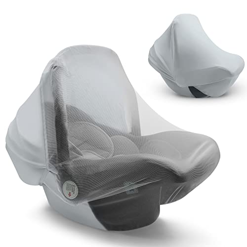 Image of Baby Car Seat Cover,Infant Carseat Canopy with Privacy Sun Shade & Bug Net for Newborn Boys Girls,Breathable Carrier/Stroller Covers for All Baby Car Seat Fit Summer Spring Autumn Winter(Gray)
