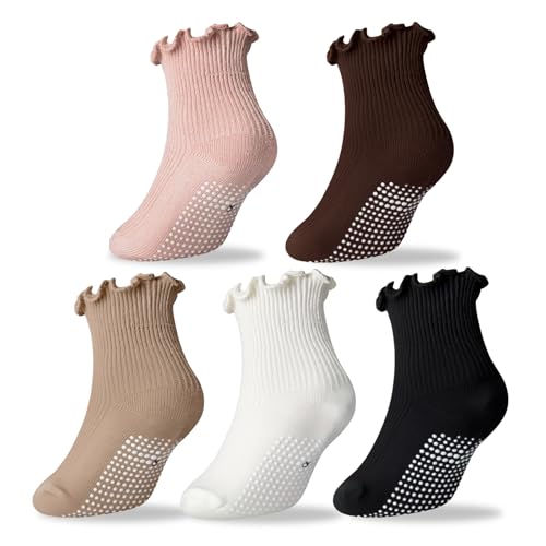 Ruffle Socks for Girls,Baby Girl Sock Grip Pilates Socks Toddler Sock Non Slip Ballet for Girls with Grips Low Cut