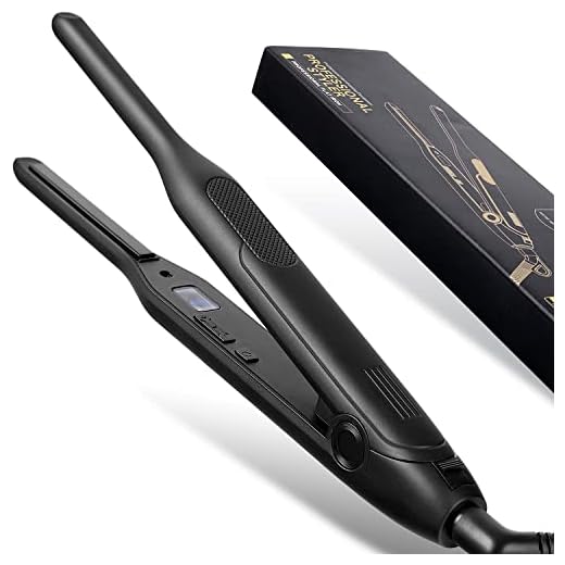 Small Flat Iron for Short Hair, Adjustable Temperature Hair Straightener with 1/3 inch Plate for Beard and Pixie Cut, Instant Heat up,Dual Votage