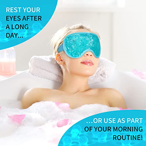 Cooling Ice Gel Eye Mask Reusable Eye Masks, Sleeping Mask With Plush Backing For Headache, Puffiness, Migraine, Stress Relief (Blue)… #TOP3