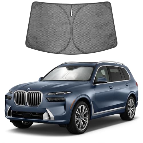 Image of Proadsy Windshield Sun Shade Custom Fit BMW X7 2019-2026 Ice Crystal Black Front Window Sunshade UV and Heat Blocker Foldable Visor Keeps Car Cooler for Summer Parking and Daily Use