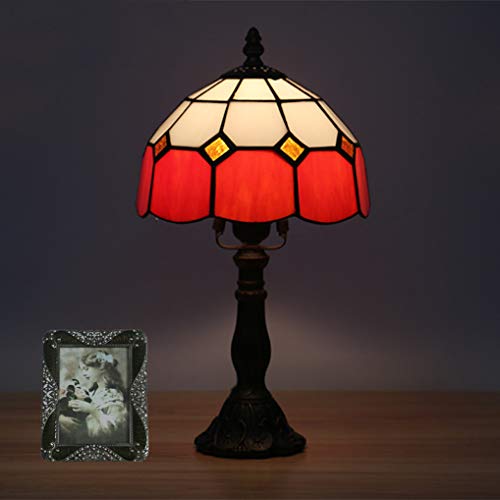 GKOKG 8 inch Style Deskp E27 Green Nightstand Lightipastoral Home Decor Elegant Bedroom Tablep for Classic Interior/Red