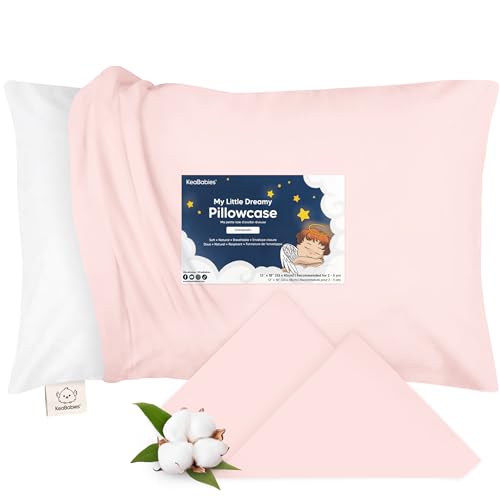 KeaBabies Toddler Pillowcase 13x18 - Organic Cotton Toddler Pillowcase for Kids Boys Girls Soft & Durable Cotton Cover for Miniature Sleepy Pillows Cute Colors Pillow Sold Separately(Mist Pink)