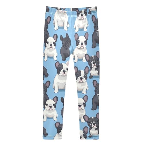 Boccsty Cute Dog Puppy Dark Blue Girls Leggings Kids Yoga Pants Dance Active Tights 4T