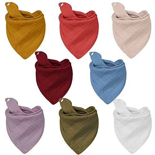 Image of Aipinvip Baby Bandana Bibs Muslin Drool Bibs Breathable Absorbent Soft Cotton Scarf Bibs Teething Drooling Baby Bibs 8 Pack