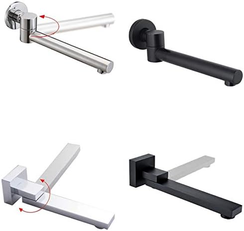 Ochoos Solid Bass Wall Outlet Wall Mounted Shower Spout Bath Tub Shower Mixer Faucet Spout Filler 180 degree Folding - (Color: Chrome Square)