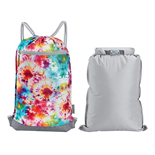 Skog Å Kust GymSak | Bolsas 2 en 1 con cierre de cordón y bolsa seca impermeable desmontable | Tie Dye