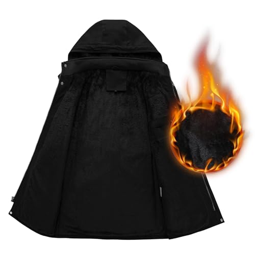 INVACHI Men's Winter Jacket Cotton Military Jackets Fleece Lined Thick Work Coats Warm Cargo Jackets with Hooded Pockets - Image 4