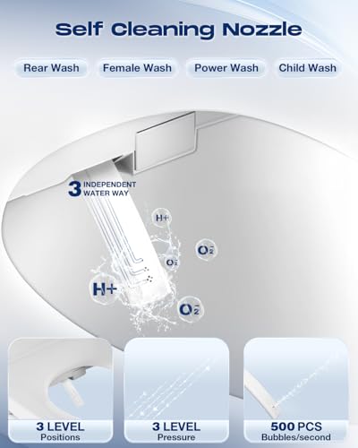 Image of Sosh Electric Bidet Toilet Seat With Remote, Auto Open Lid, Elongated | Dryer, Feminine and Rear Wash, Self-Cleaning Nozzle, Adjustable Angle & Pressure, Eco, Night Light, Slow Close, Wider Seat