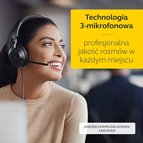 Jabra Evolve2 zestaw słuchawkowy 40 PC – Noise Cancelling UC z 3 mikrofonami – kabel USB-A – czarny
