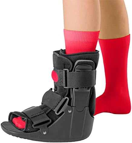 BraceAbility Short Air Walker Boot - Medical Orthopedic Foot Cast Brace Air Cast Walking Boot for Broken Foot, Sprained Ankle, Metatarsal Stress Fracture, Post Surgery, Achilles Tendon Injury (S)