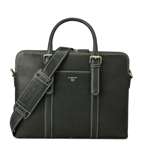 Image of Da Milano Leather Laptop Bag for Men & Women | Laptop Messenger Bag | Fits Up To 14 inch Laptop | Ideal for Office Purpose