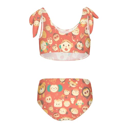 KLL Monkey Red Girl 2 Piece Bikini Sets Quick-Dry Swimming Swimwear Bathing Suit2