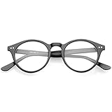 zeroUV Retro Keyhole Nose Bridge Clear Lens P3 Round Glasses 46mm (Matte Black/Clear)