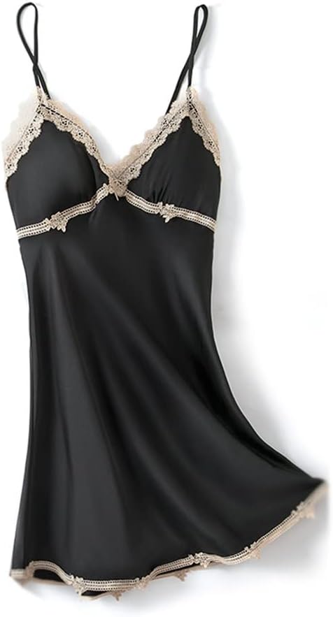 Sleeping skirt female long sleeves spring and autumn two sets of sexy sling thin money ice silk pajamas