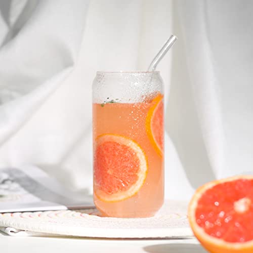 Kxuhivc 1 Pack Glass Cup, 16Oz Drinking Glass With Bamboo Lid And Straw, Beer Can Glass Tumbler For Mojito Soda Smoothies Whiskey Iced Coffee Cocktail Tea Juice #TOP4