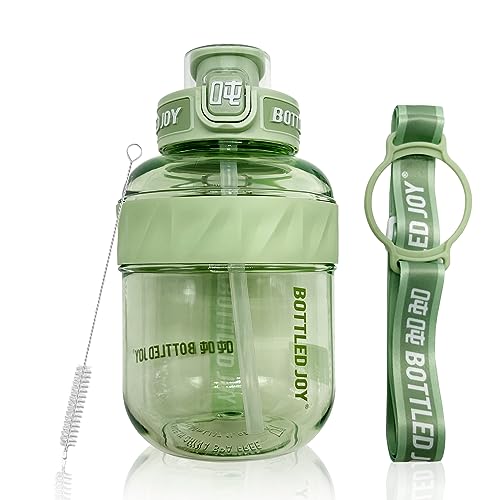 Bottled Joy Gallon Kids Water Bottle With Straw, 37oz Water Bottle With Strap, 1.1L Bottle Joy Sports Water Jug
