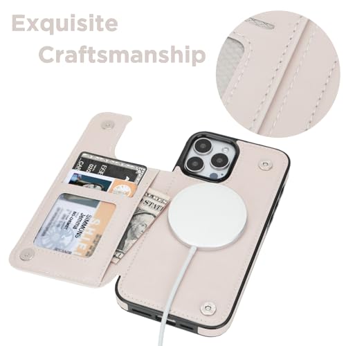 Image of uCOLOR Compatible with iPhone 12 /12 Pro Wallet Case with Card Holder Slot Folio Flip PU Leather Kickstand Double Magnetic Clasp and RFID Blocking Design (Pastel Check Vibes, iPhone 12)