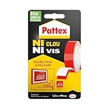 Pattex Ni Clou Ni Vis | Ruban adhésif double face ultra fort (rouleau de 1,5 m x 19 mm) – ...