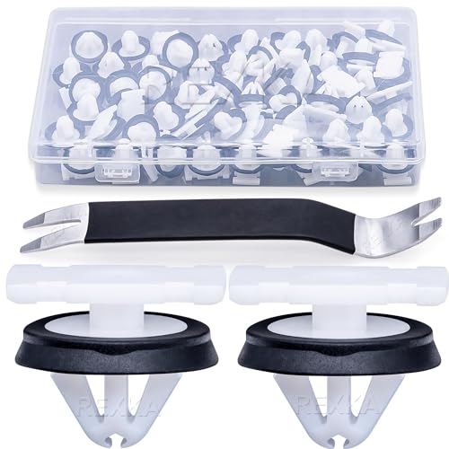 Rexka 51pcs Fender Flare Rocker Panel Moulding Clip 11547581 for GM Chevy Buick Cadillac GMC CT6 XT5 XTS Cruze Equinox Impala Silverado Traverse Acadia Canyon Wheel Flare Clips - Trim Panel Remover