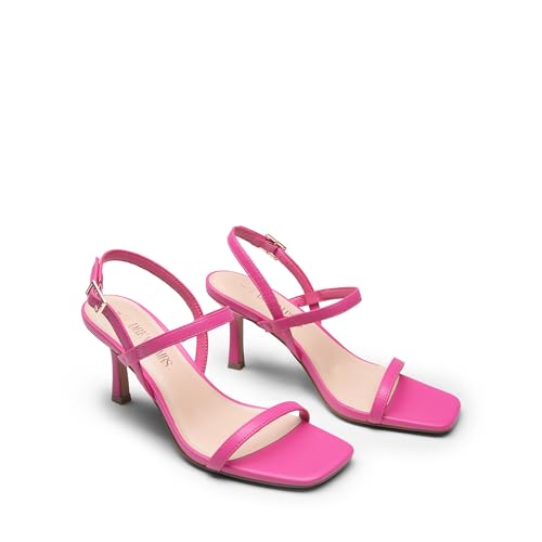 Image of DREAM PAIRS Womens Slingback Heels Square Open Toe Strappy Sandals Ankle Strap High Heeled Dressy Shoes