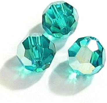 12 pcs Austria Crystal 5000 Round Faceted Bead Blue Zircon AB 6mm / Findings/Austrian Elements