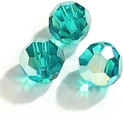 12 pcs Swarovski Crystal 5000 Round Faceted Bead Blue Zircon AB 6mm / Findings/Crystallized Element