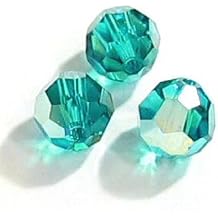 12 pcs Austria Crystal 5000 Round Faceted Bead Blue Zircon AB 6mm / Findings/Austrian Elements