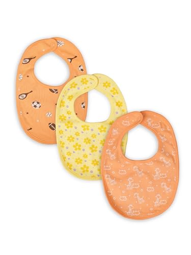 Image of Kidbea Organic Cotton Baby Bib, Adjustable Snap Closure Soft Absorbent Feeding Bibs Apron for Newborns & Infants Child With Cute Prints | Reusable Baby Essential