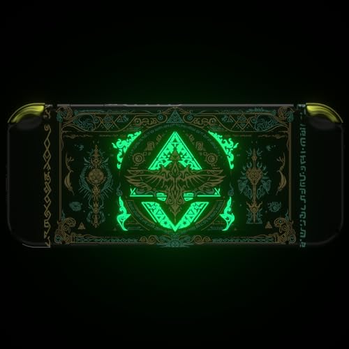 eXtremeRate DIY Replacement Shell Buttons for Nintendo Switch, Back Plate for Switch Console, Housing with Full Set Buttons for Joycon Handheld Controller - Glow in Dark - Totem of Kingdom Black - Image 5