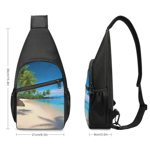 Mochila de Pecho Sling Bag con Estampado Playero Blanca miniatura 2