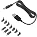 Produktbild BERLS Universal-Stromkabel, USB auf DC 5 V, Ladekabel mit 10 wählbaren Steckerspitzen (1,5 m), Schwarz