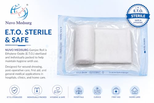 Image of E.T.O-Sterile Gamjee Roll | Size: 10cm x 3m | Pack of 4 Roll | Medical-Grade Absorbent Cotton | For External Use Only | Suitable for Hospitals, Clinics, First Aid Kits & Home Care.