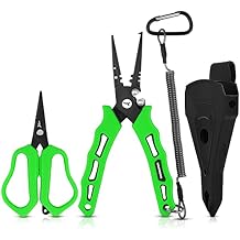 KastKing Cutthroat 7.5- Inch Saltwater Resistant Fishing Pliers, 5-Inch Braid Scissors, Line Cutter, Hook Remover, Fishing Tools Set, Gifts for Men