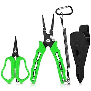 KastKing Cutthroat 7.5- Inch Saltwater Resistant Fishing Pliers, 5-Inch Braid Scissors, Line Cutter, Hook Remover, Fishing Tools Set, Gifts for Men