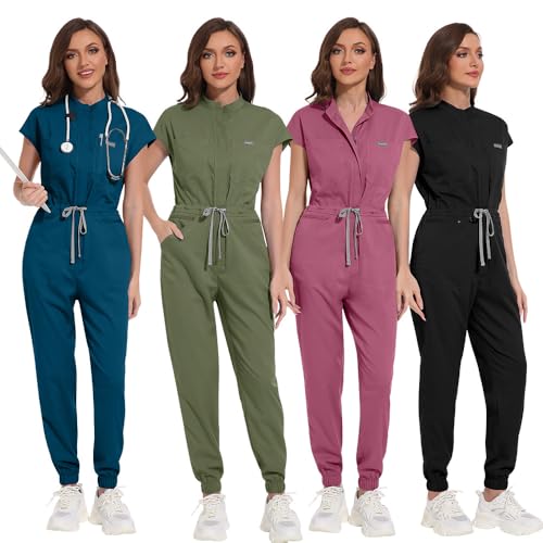 UNIQOCK Womens Scrub Sets with Mandarin Collar,Unisex Jumpsuit Workwear,Medical Uniform for Doctors, Nurses, Beauty Salons - Image 3