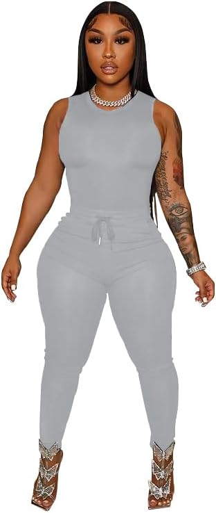 TOPSRANI Womens Two Piece Outfits Bodycon Tracksuit Sweatsuits Solid Jogger Biker Workout Gym Lounge Short Sleeve Pant Sets - Image 2