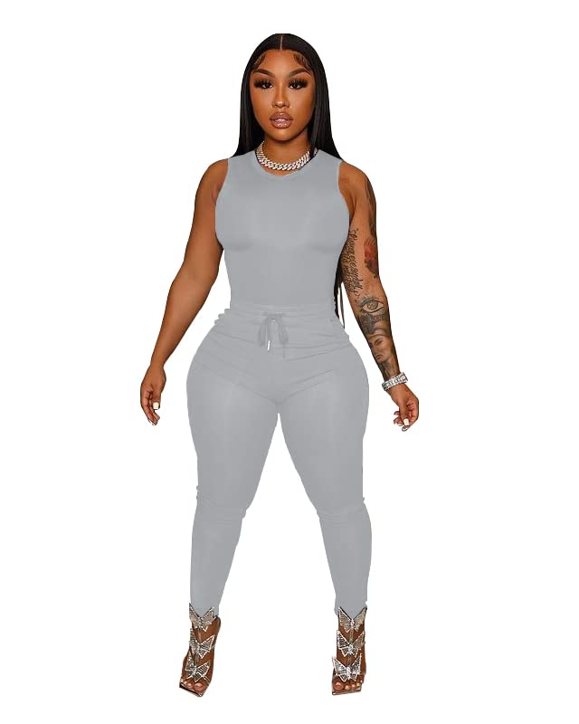 TOPSRANI Womens Two Piece Outfits Bodycon Tracksuit Sweatsuits Solid Jogger Biker Workout Gym Lounge Short Sleeve Pant Sets2