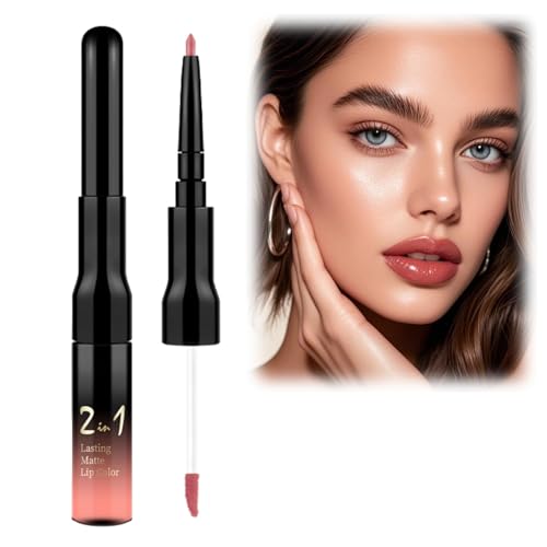 Dark Deep Brown Matte Lip Liner & 24H Wear Liquid Lipstick Set | Waterproof,Smudge Proof,Transfer Proof Long Lasting Peel off Lip Stain & Tint Combo for Women | Non-Drying,Velvet Matte Finish,06#