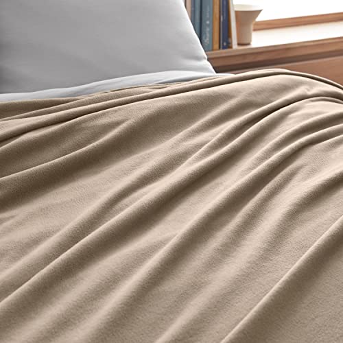 Martex Fleece Blanket Queen Size - Fleece Bed Blanket - All Season Warm Lightweight Super Soft Anti Static Throw Blanket - Beige Blanket - Hotel Quality- Blanket For Couch (90X90 Inches, Beige) #TOP4